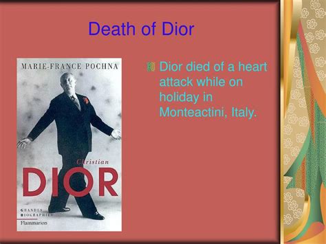 grand dior death|christian Dior heart attack.